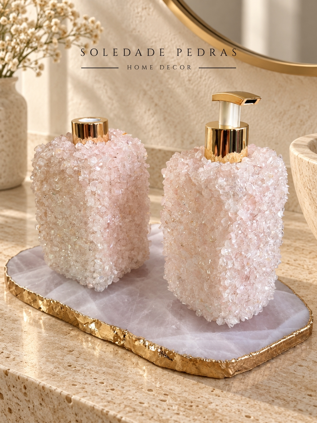 DIFUSOR + SABONETEIRA | QUARTZO ROSA
